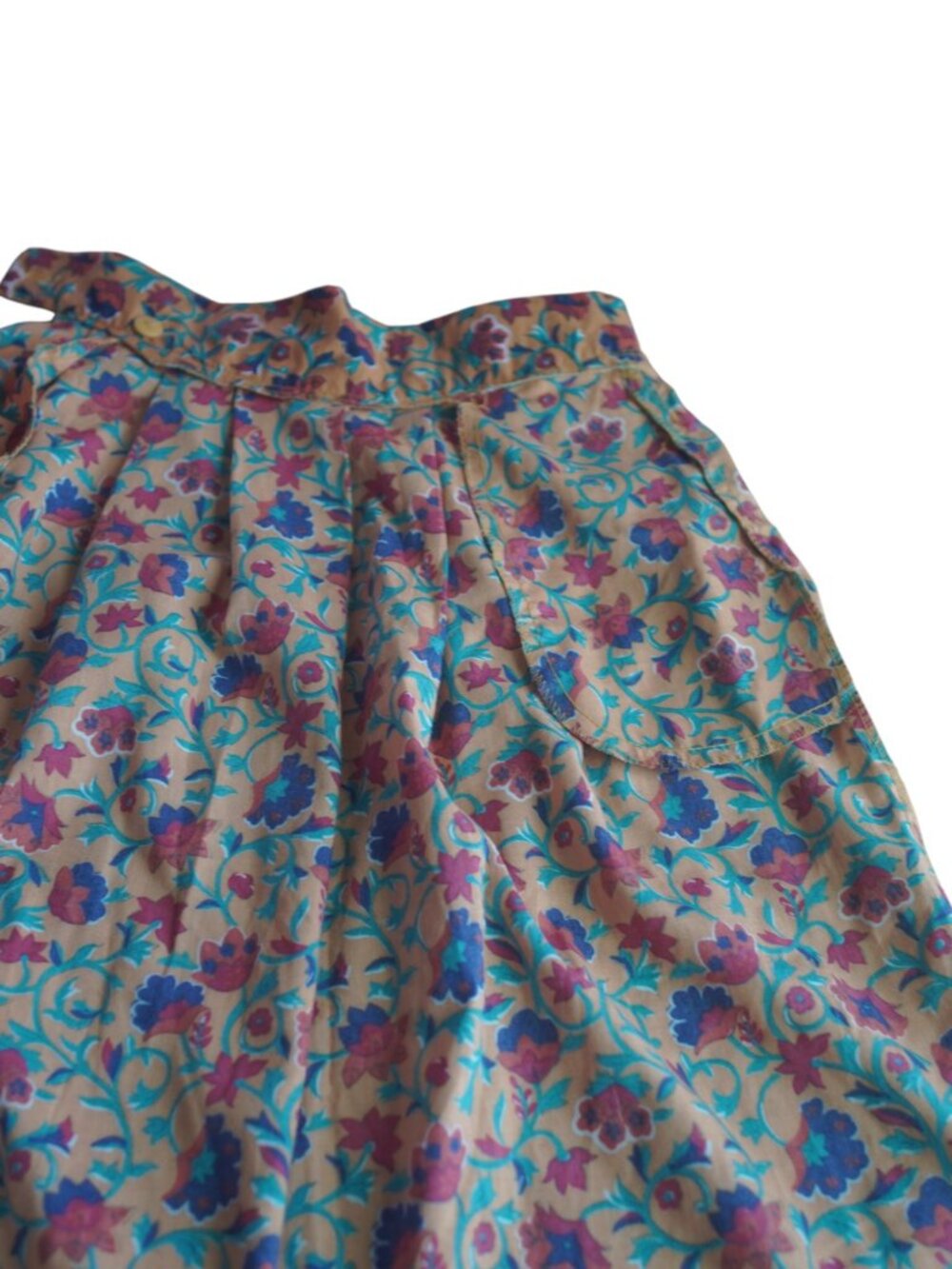 Vintage Yellow Pleated Skirt w/ Pockets Handsewn No Tag Buttons - Picture 6 of 8